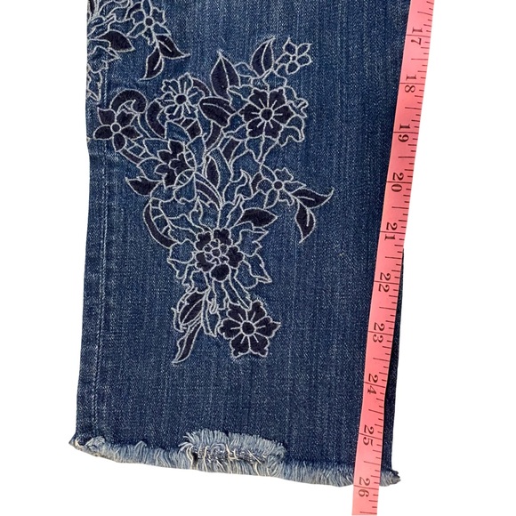 Made & Loved LOFT Ann Taylor Womens Boyfriend Floral Embroidered Hem Jeans 2 - Picture 5 of 10